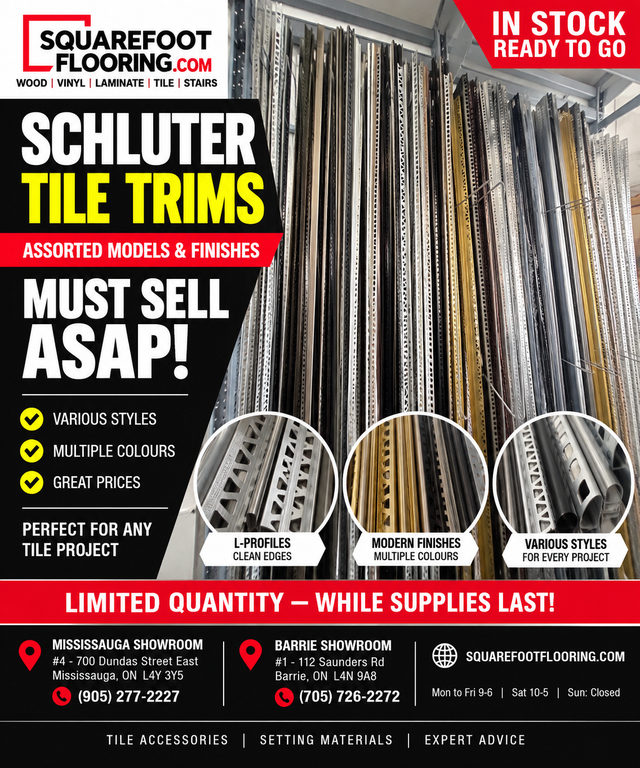 LOCALLY STOCKED SCHLUTER SOLD AT COST - SQUAREFOOT FLOORING
