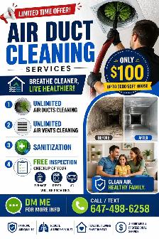 Duct Cleaning services in just one flat rate $ 99.9