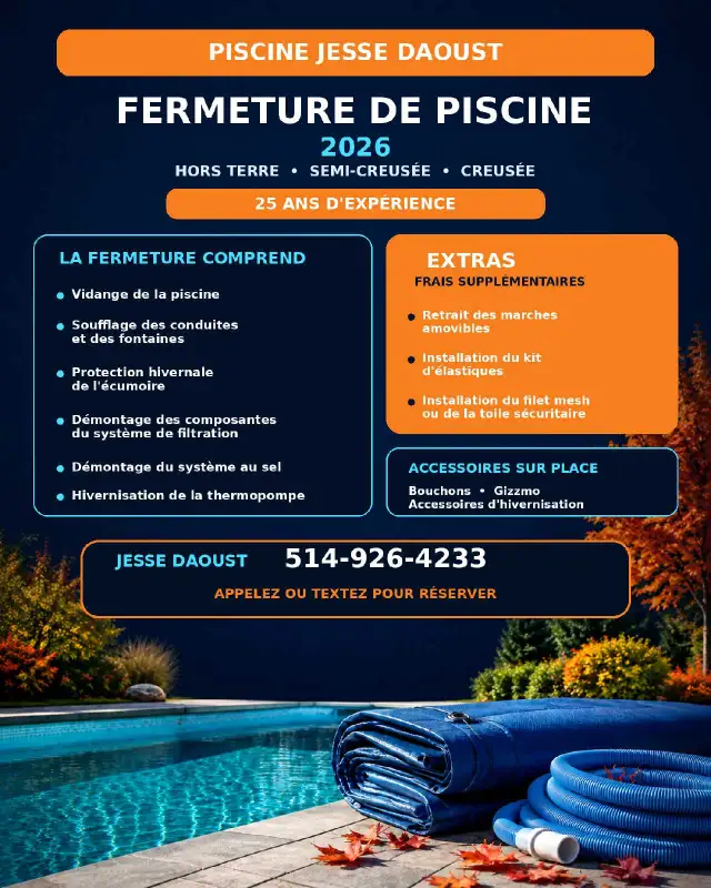 fermeture de piscine 2026
