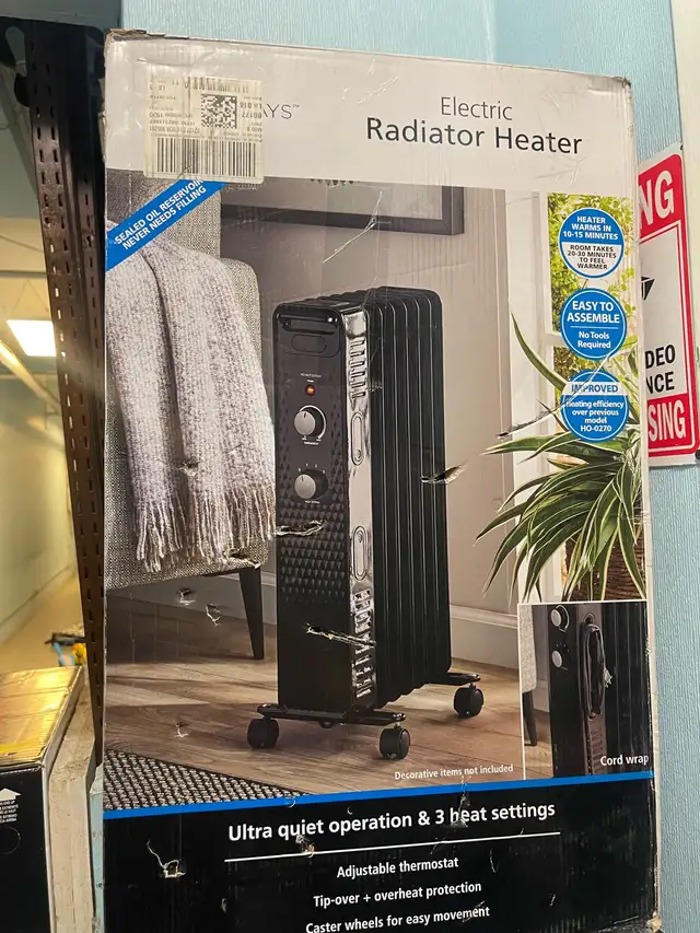 Mainstays Electric Radiator Heater, available in white too