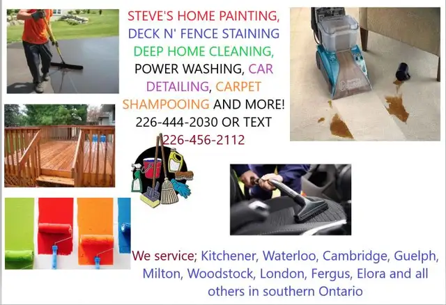 Painting, staining, deep house cleaning, car detailing, and more