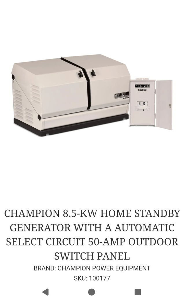 super special,  8.5 home generator with auto transfer sw
