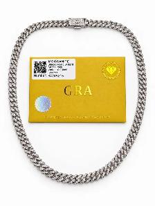 925 Silver iced Moissanite Cuban Chain