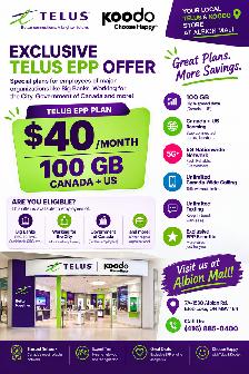 TELUS EPP — $40 | 100GB Canada   US