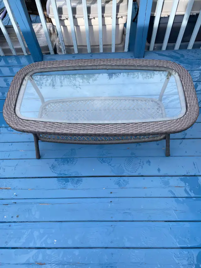 Plastic wicker outdoor coffee table
