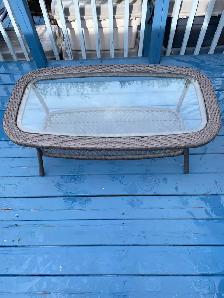 Plastic wicker outdoor coffee table