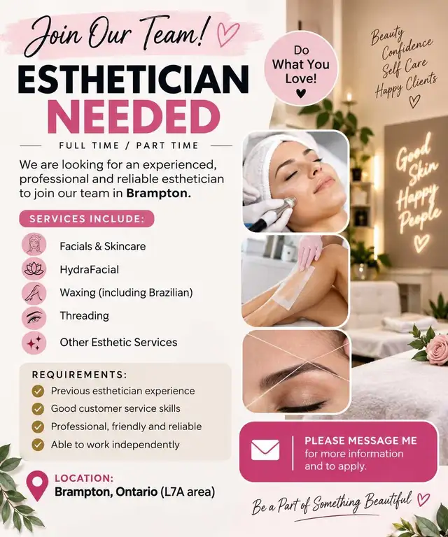 Esthetician needed