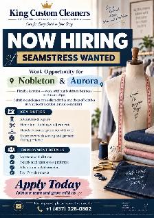 Experienced Seamstress Wanted – Nobleton / Aurora