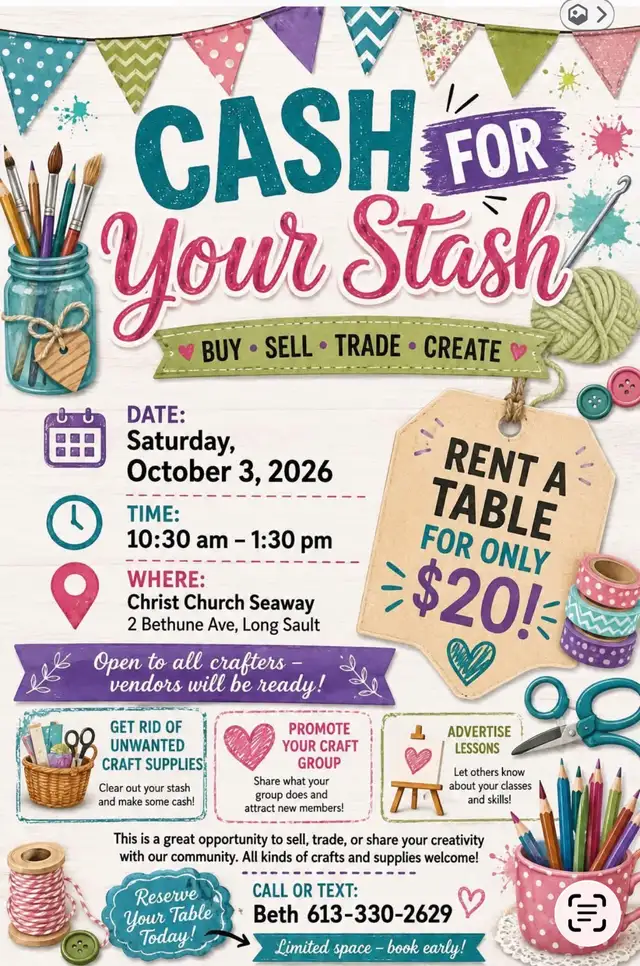 Cash for Your Stash Craft Event
