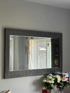 Large Charcoal Gray Framed Wall Mirror