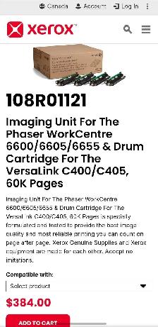 Xerox Phaser WorkCentre 6600, 6605, 6655 drum cartridge $49