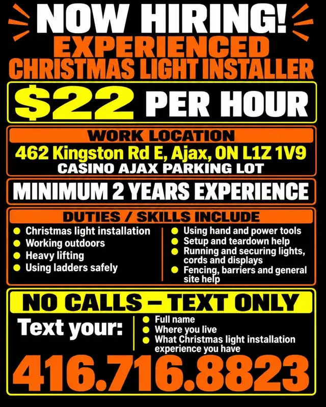 EXPERIENCED CHRISTMAS LIGHT INSTALLER