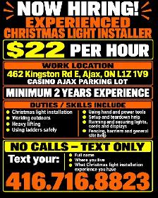 EXPERIENCED CHRISTMAS LIGHT INSTALLER