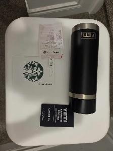 yeti cooler  18OZ yeti bottle  $100 starbucks gift card all br - Photo 2