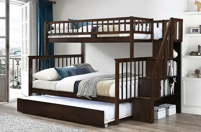 Huge Saving(NO TAX) - Solid Bunk Bed with stairsBunk BedBed
