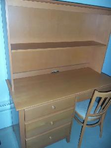 Wooden Desk with Hutch and Chair