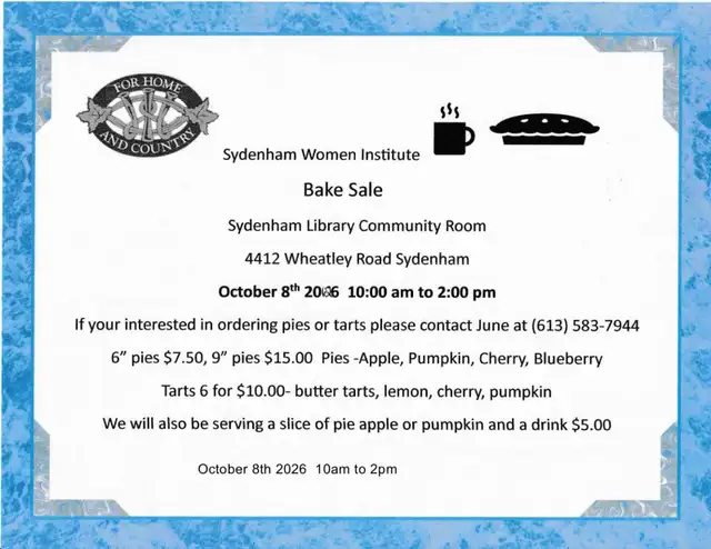 Sydenham Women's Institute Pie Sale