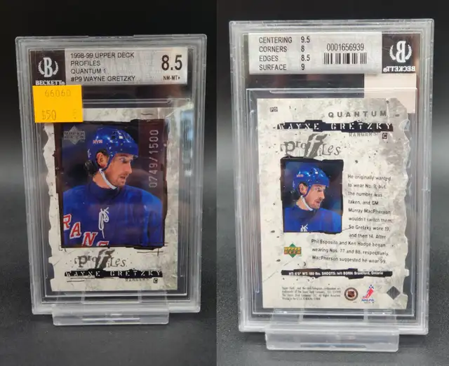 Beckett Graded NHL Hockey Cards: Gretzky, Heatley, Bergeron...