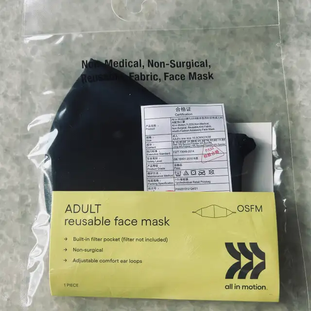 NEW ADULT REUSABLE FABIC FACE MASKSAS PICTURED