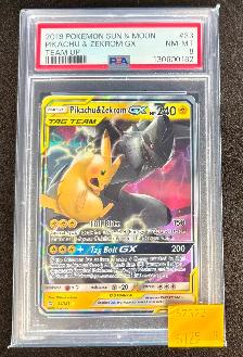 PSA Graded 2019 Pokemon Sun & Moon Pikachu & Zekrom Tag Team GX