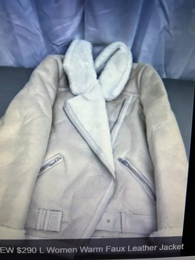$290 L Women Warm Faux Leather JacketWomen Warm Faux Leather Ja