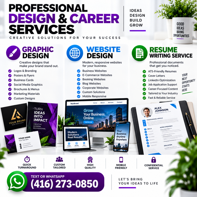GRAPHICS DESIGN, WEBSITE DESIGN, RESUME WRITING SERVICE