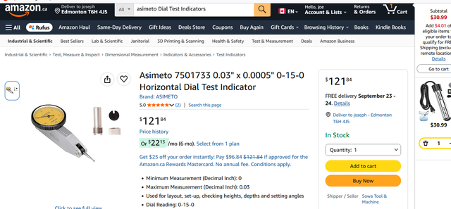 Asimeto 7501733 0.03' x 0.0005' 0-15-0 Horizontal Dial Test Indi