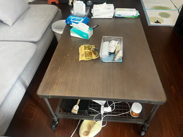 Industrial Rolling Coffee Table - $35