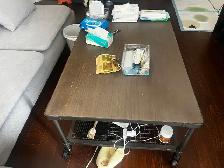 Industrial Rolling Coffee Table - $35