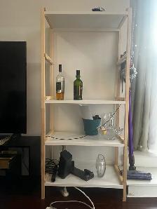 Wood-Colour Frame White Shelving Unit - $30