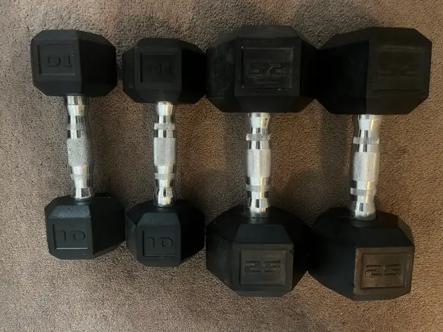 Pair of 10 lb Rubber Hex Dumbbells - $20 for Both