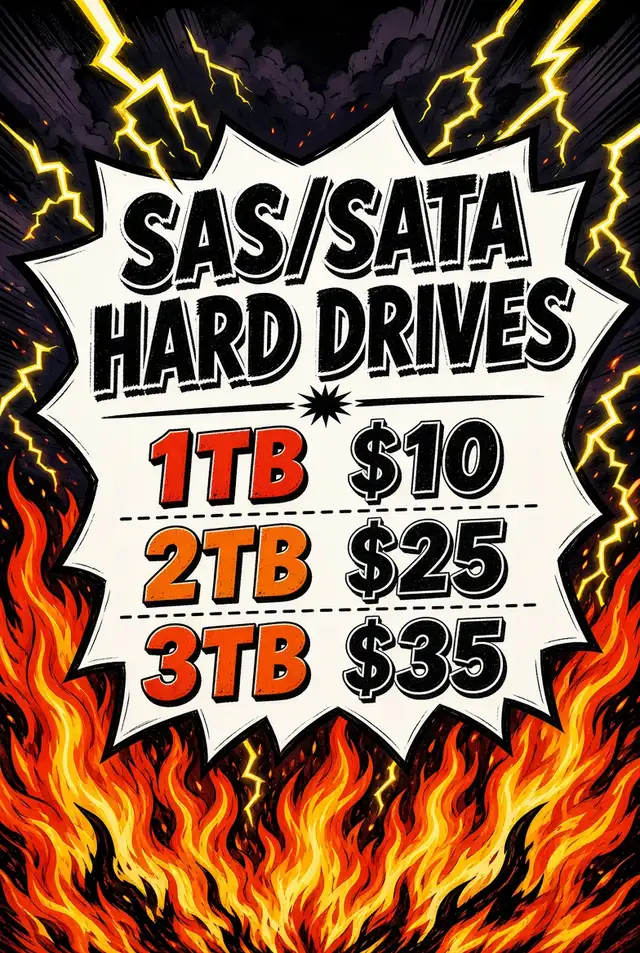 SAS/SATA HARD DRIVES 1TB $10 TB $25 3TB $35 pc mac laptops proje