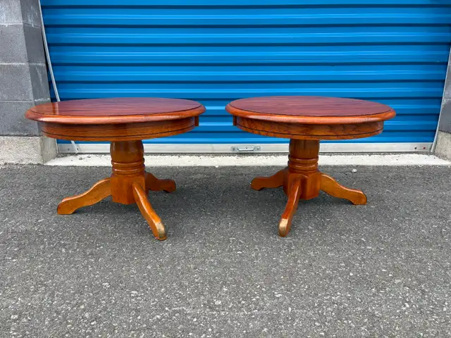 Matching Round Pedestal Side Tables