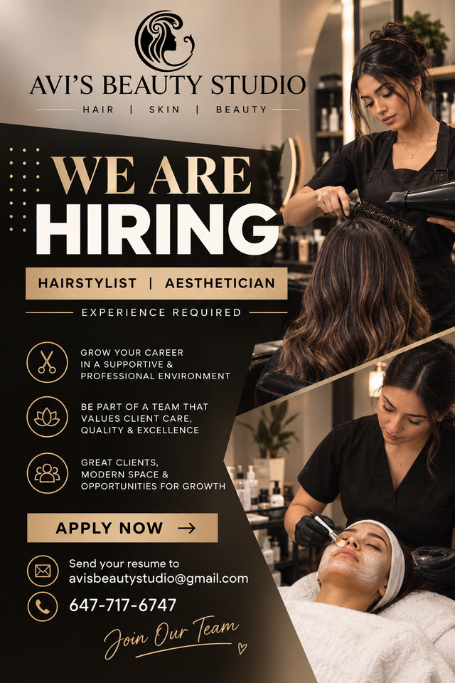 HIRING BARBERS & HAIRSTYLISTS   ESTHETICIANS