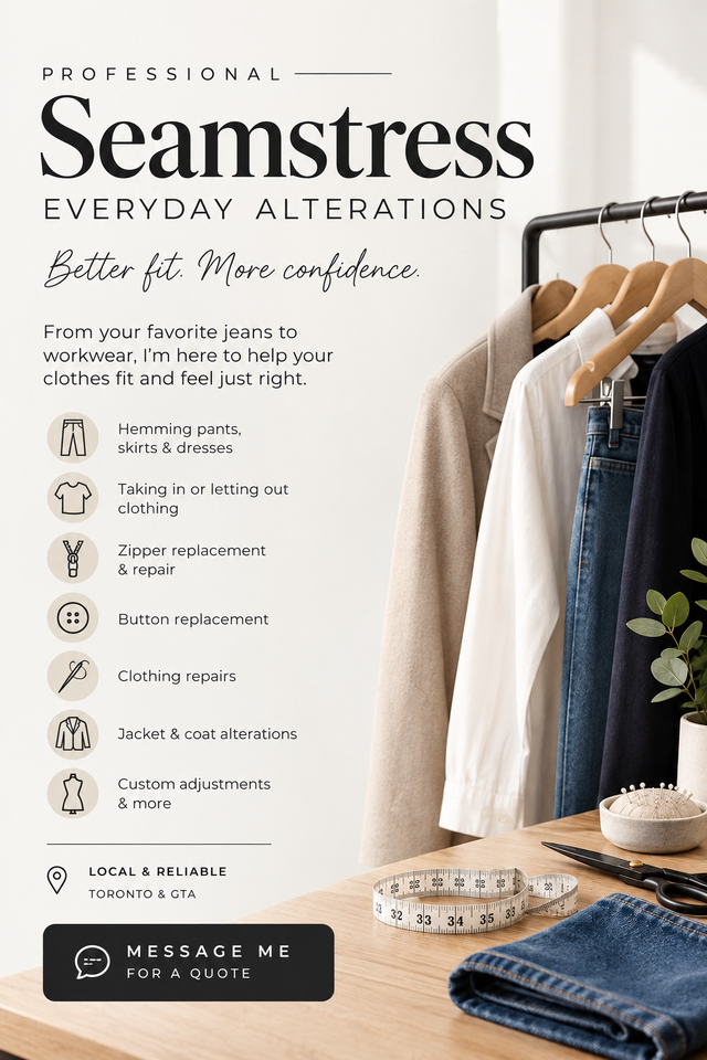 Seamstress – Everyday Alterations & Repairs | Toronto & GTA