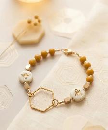 Bee Hexagon Charm Bracelet