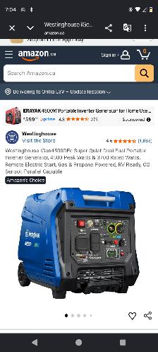 Mint Condition Westinghouse iGen 5000Dfc Duel Fuel Generator b.o - Photo 4