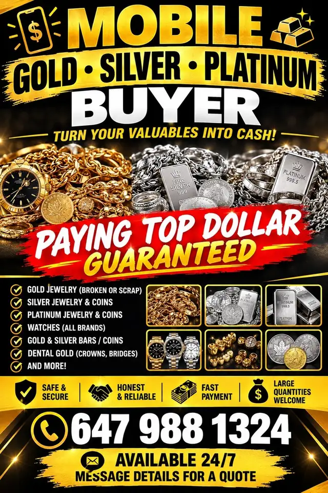 MOBILE GOLD • SILVER • PLATINUM BUYER  PAYING TOP DOLLAR