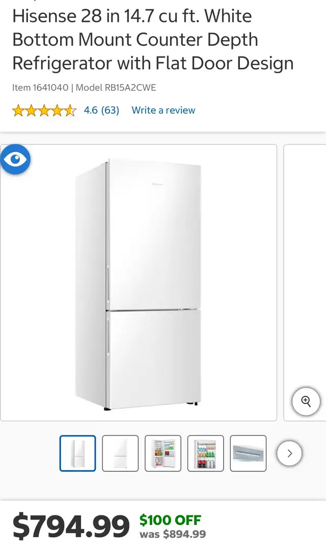 Hisense 28-inch 14.7 cu. ft. Bottom Refrigerator