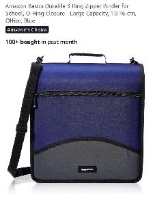 Amazon Basics 3-Ring Zipper Binder