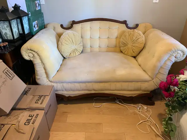 antique velvet couch
