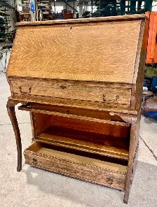 RARE Antique OAK Wood Drop Down Barrister Bookcase (c. 1920s) - Photo 6