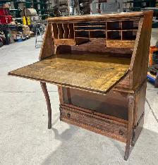 RARE Antique OAK Wood Drop Down Barrister Bookcase (c. 1920s) - Photo 7