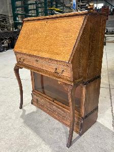 RARE Antique OAK Wood Drop Down Barrister Bookcase (c. 1920s) - Photo 8