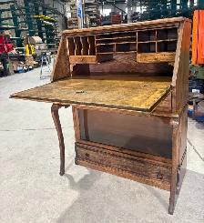 RARE Antique OAK Wood Drop Down Barrister Bookcase (c. 1920s) - Photo 9