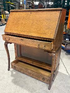 RARE Antique OAK Wood Drop Down Barrister Bookcase (c. 1920s) - Photo 10