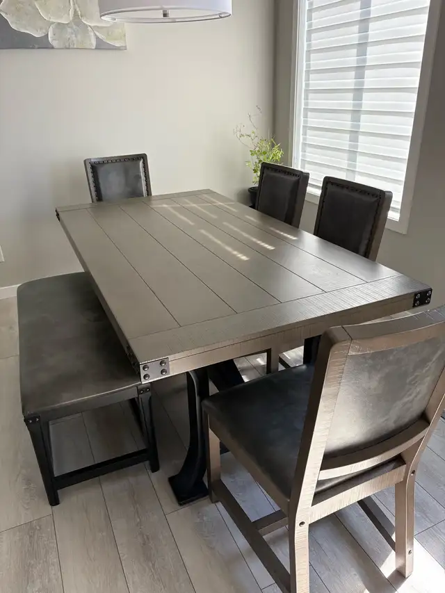 Dining Table Set with 4 Chairs and Bench – $1,100