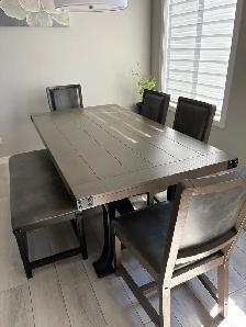 Dining Table Set with 4 Chairs and Bench – $1,100