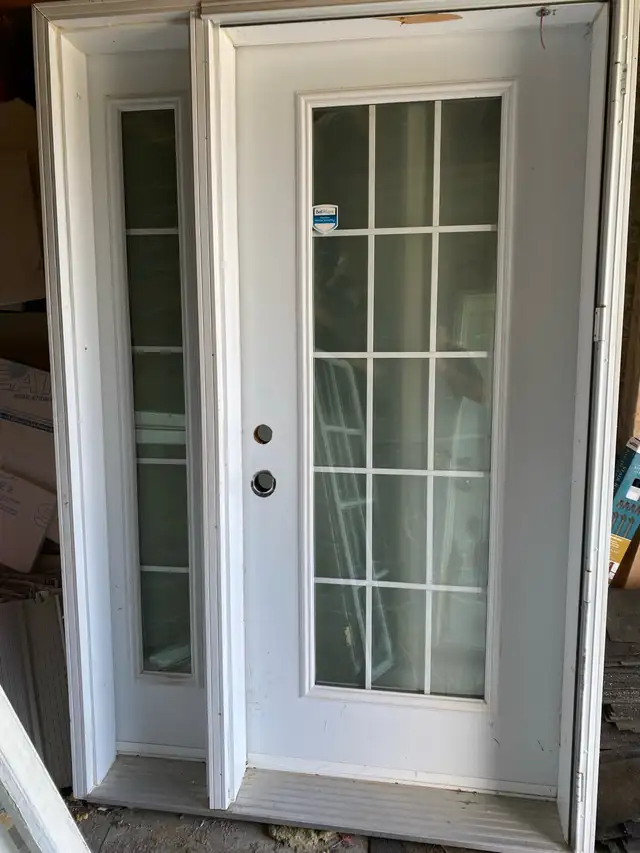 36" steel door with side light