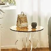 Brand New Round Acrylic Top Side Table Metal Base Special $59 - Photo 5